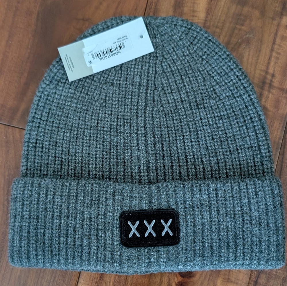 Bp Cuffed XXX Patchwork Dark Grey Beanie Nwt ❤️